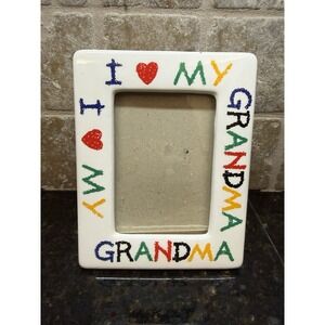 Vintage "I Love My Grandma" Ceramic Picture Frame Primary Colors 4x6 Photo Slot